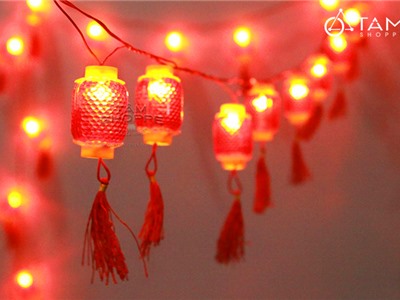 Dây đèn lồng đèn đỏ trang trí tết số 03